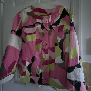 FOCUS Lifestyle Colorblock Linen Jacket-size 10